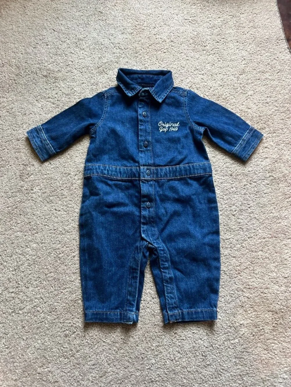NWOT Baby Gap Baby Denim Bear Logo Coveralls 3-6 Months